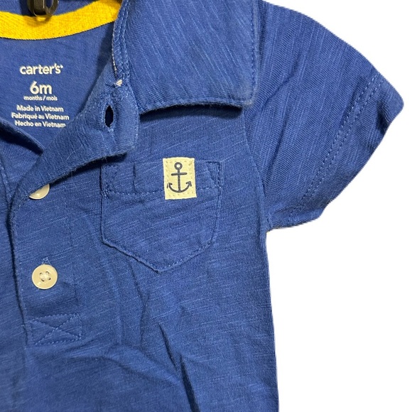 (3️⃣) Carter's Collard Onesies w ⚓️ on Pocket, 6M - Picture 9 of 14